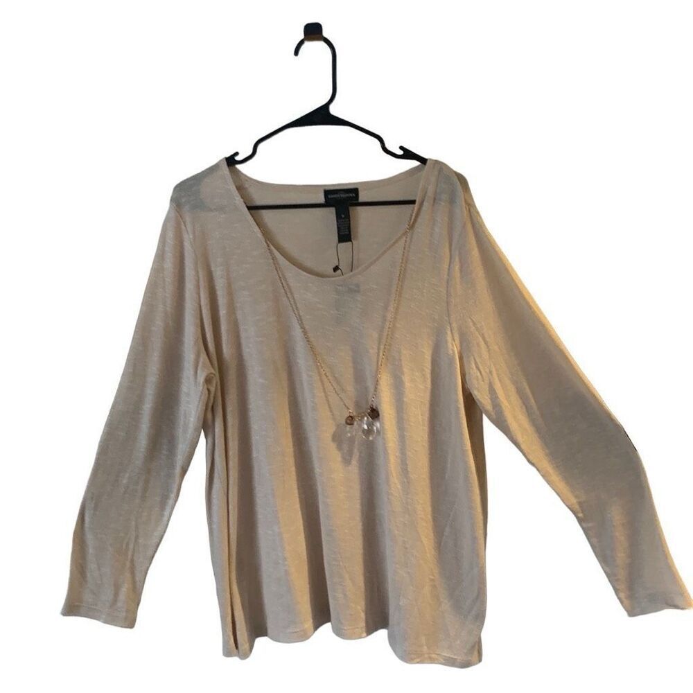 New Women’s Karen Brooks Shirt Top With Necklace Sz XL Casual Classic